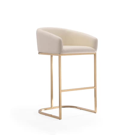 Manhattan Comfort Louvre Barstool in Cream and Titanium Gold BS016-CR